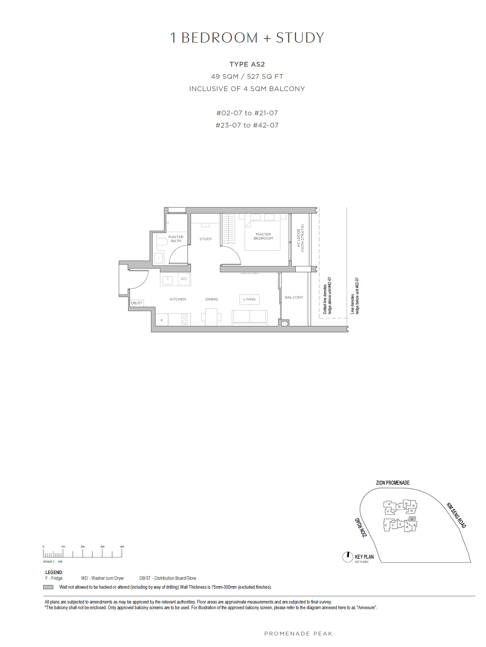 Promenade Peak 1 Bedroom Floor Plan 2