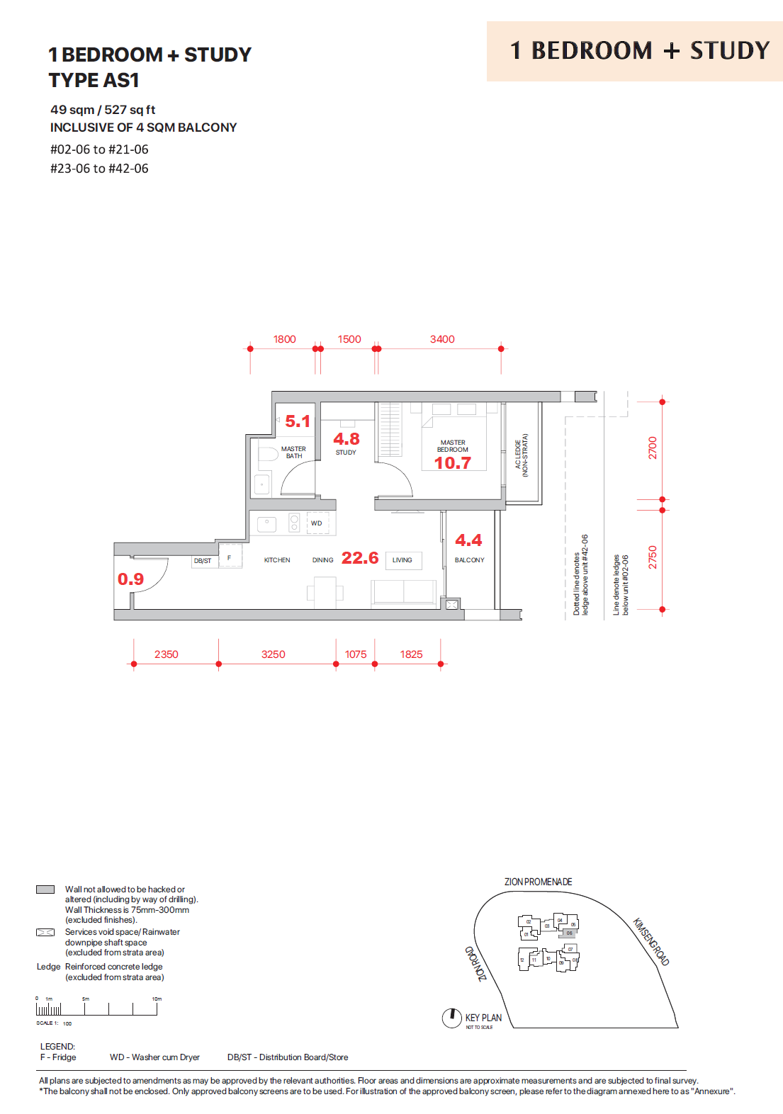 Promenade Peak 1 Bedroom Floor Plan 3