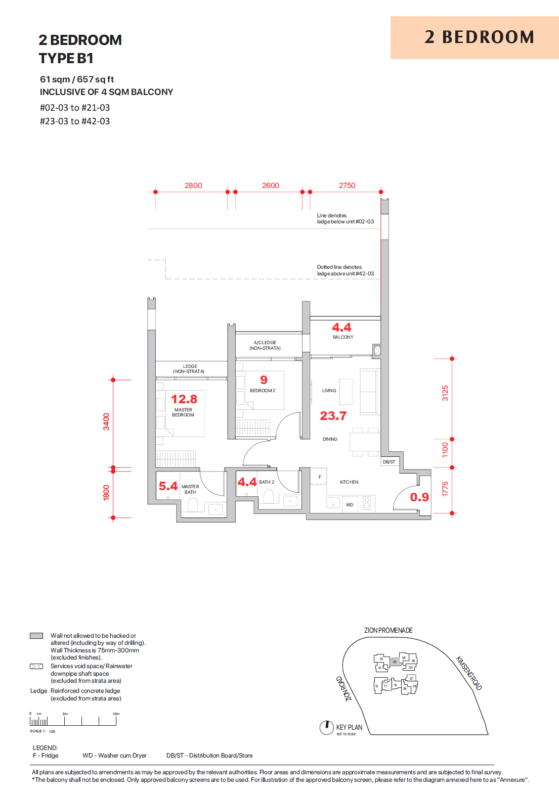 Promenade Peak 1 Bedroom Floor Plan 4